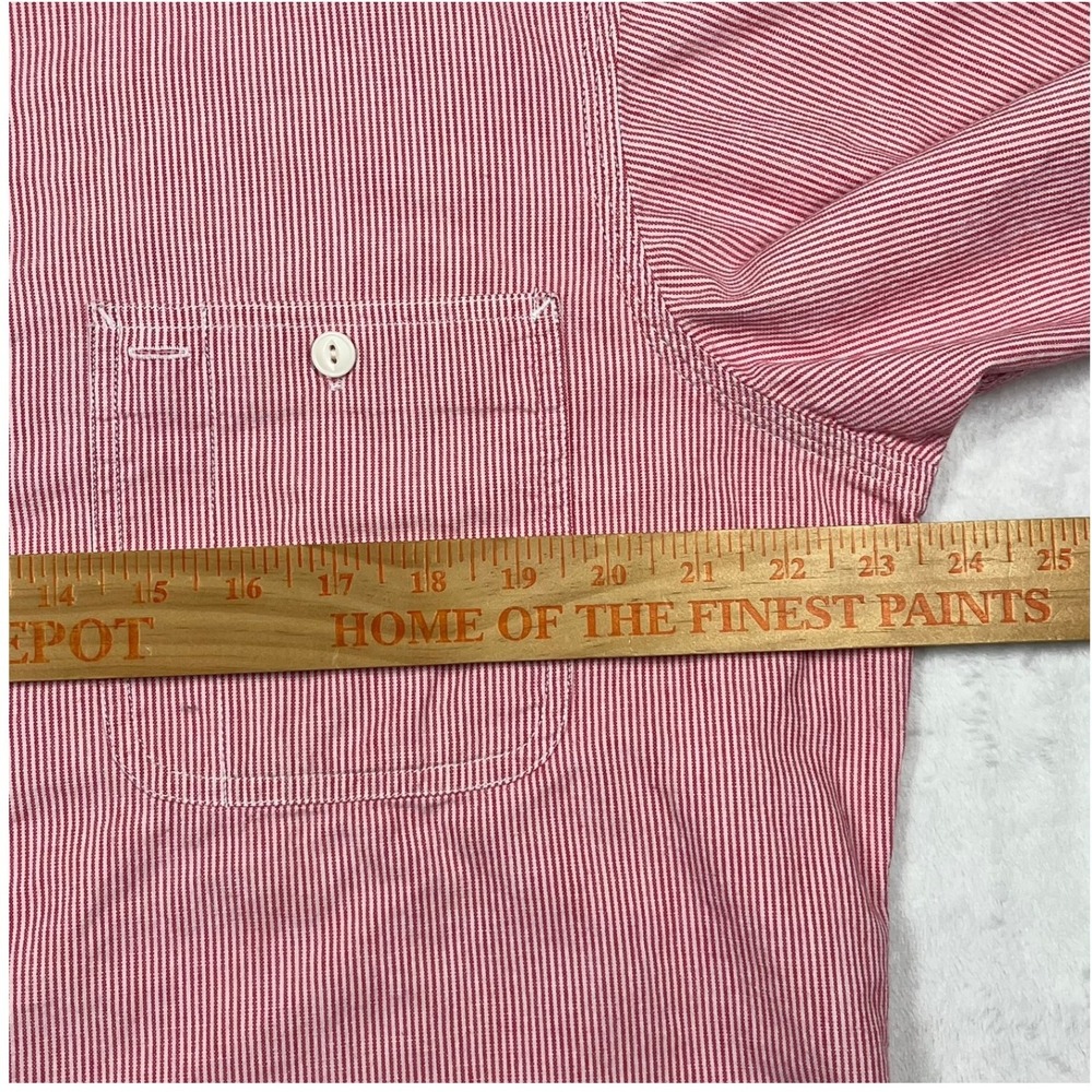 Polo Ralph Lauren Button Down Mens M Red Hickory Stripe Shirt Long Sleeve *Flaw - Picture 8 of 10